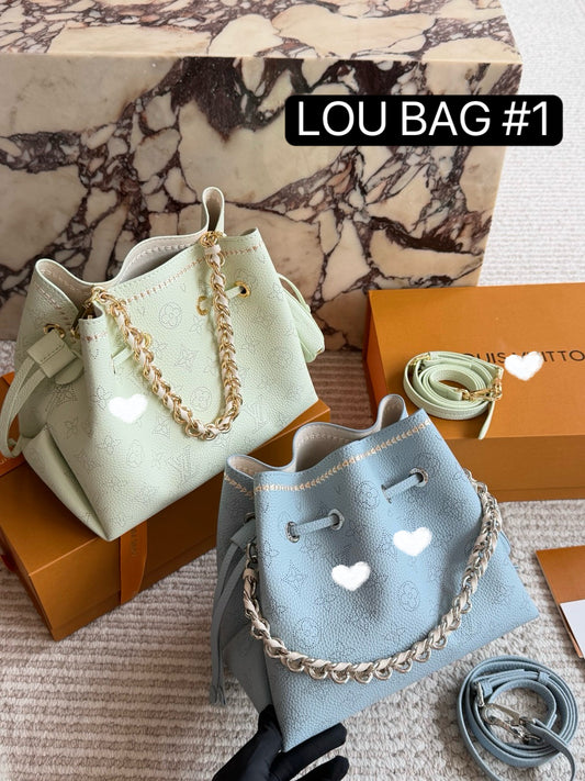 LOU BAG #1 Original Leather | Blue x Beige | Handbag