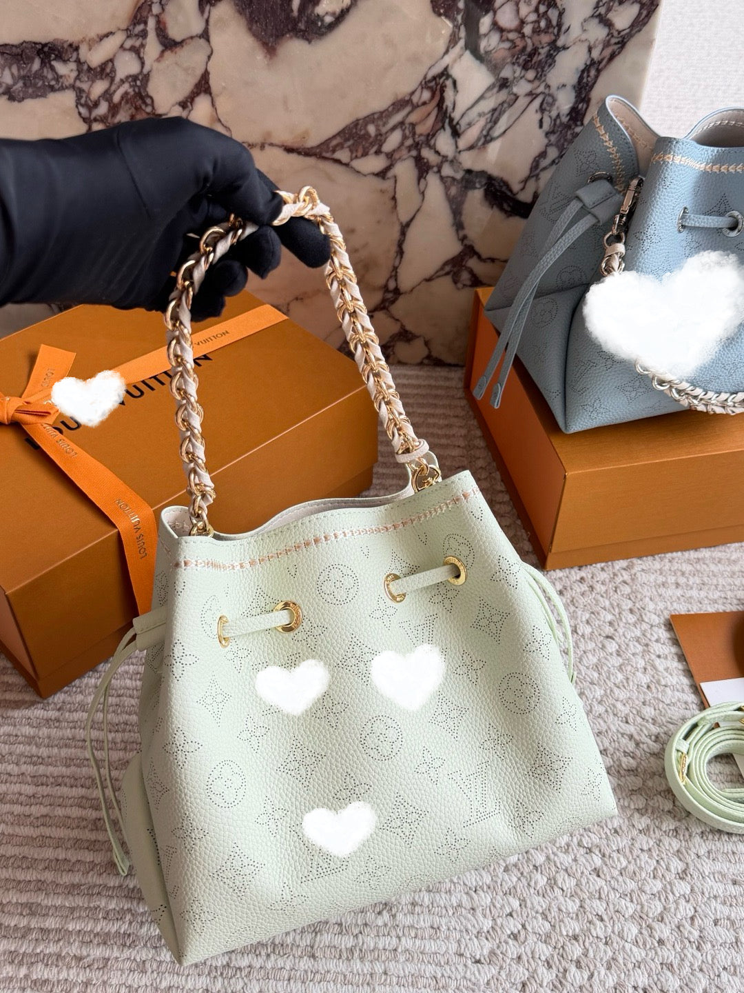 LOU BAG #1 Original Leather | Blue x Beige | Handbag
