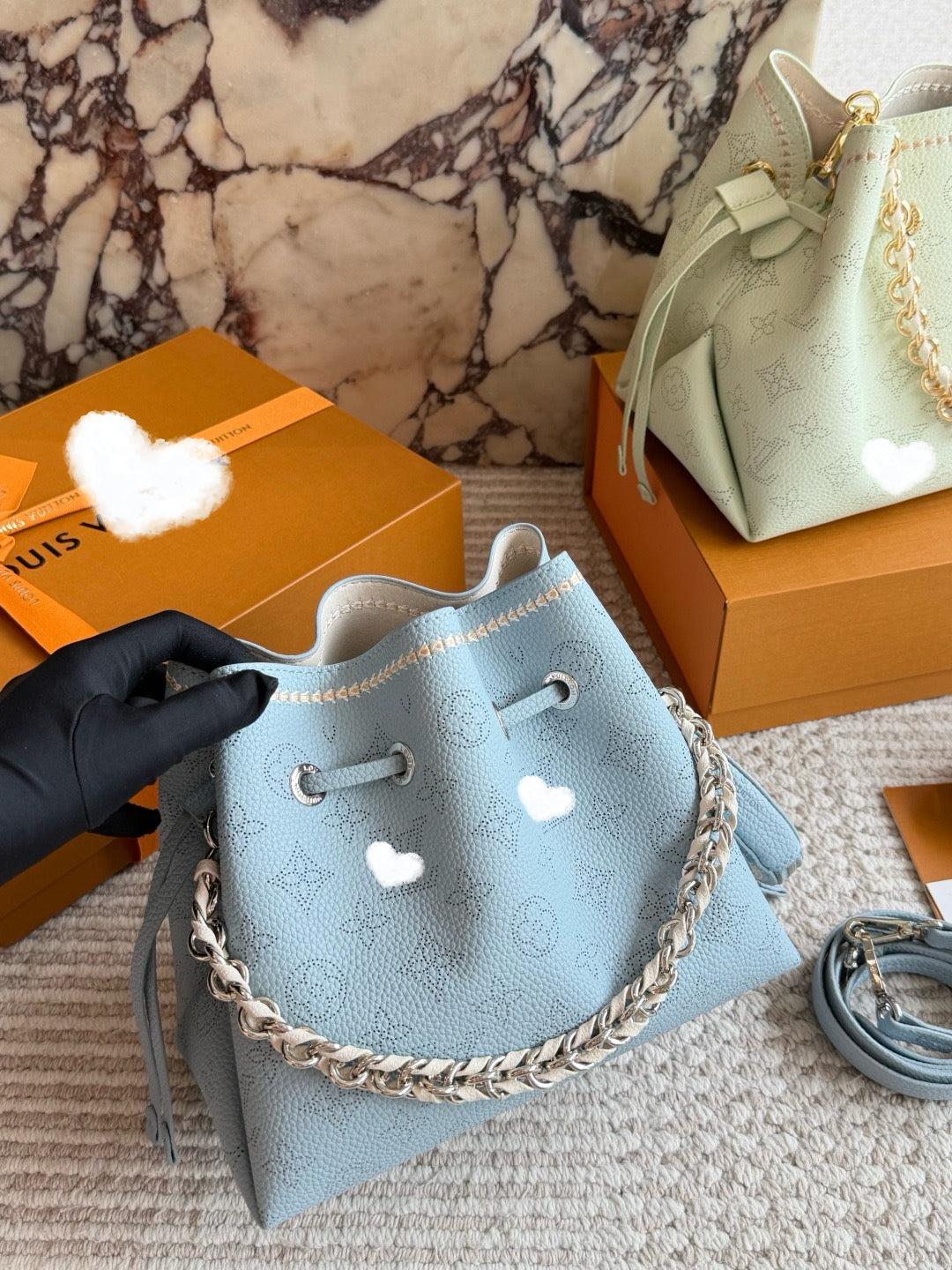 LOU BAG #1 Original Leather | Blue x Beige | Handbag