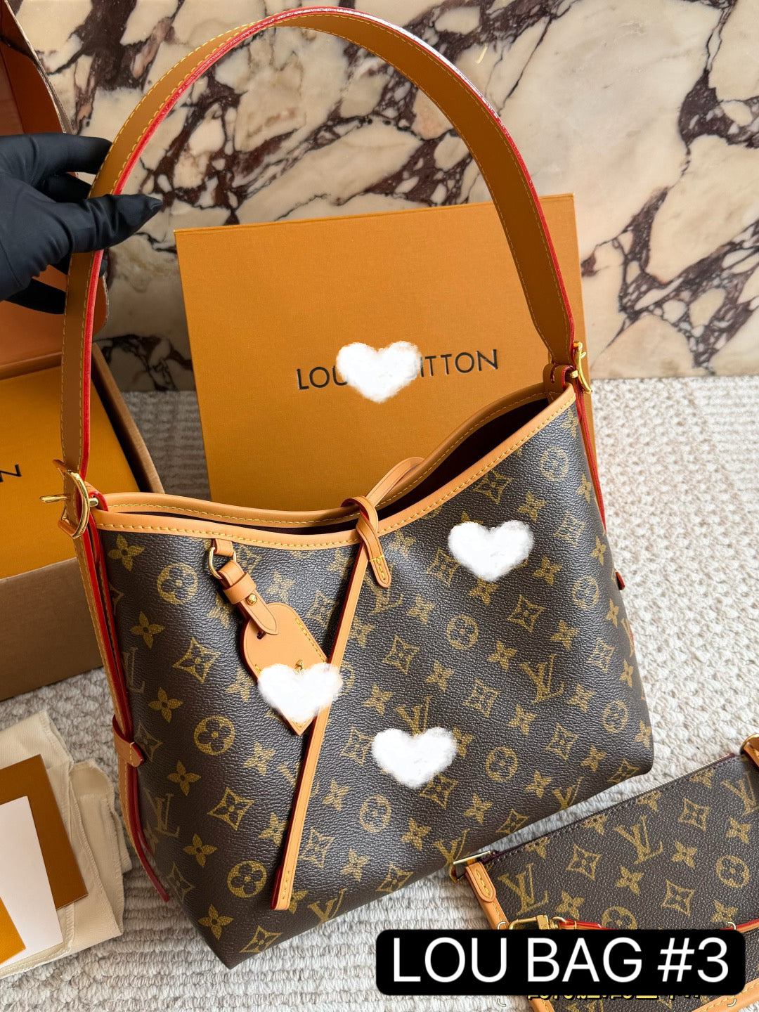LOU BAG #3 Original Leather | Monogram Coated Canvas | Vachetta Leather Trim | Gold-Tone Hardware | 35×28×15cm | Slouchy Hobo Tote | Carryall PM