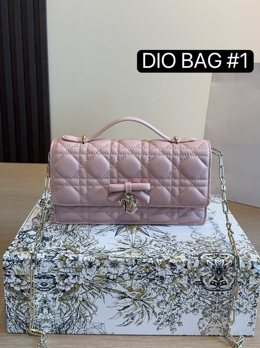 DIO BAG #1  Original Leather | 26SS MINI |Crossbody bag|Pink×Black×White×Blue |Pale Gold-Tone Hardware | 21×11×5cm