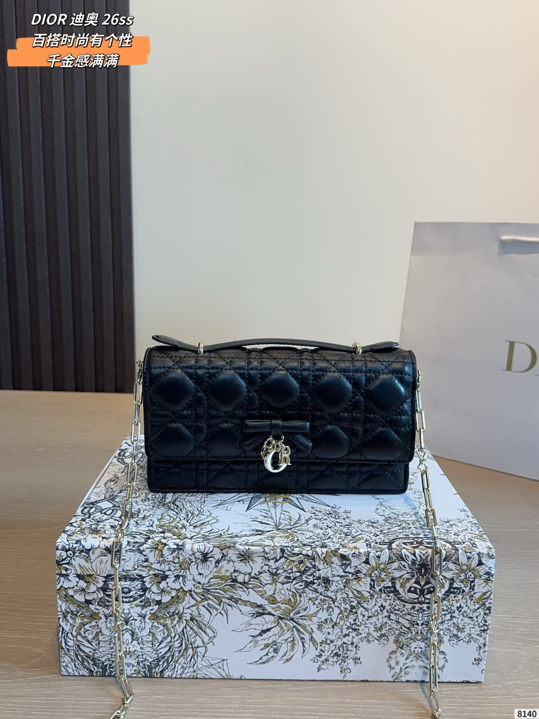 DIO BAG #1  Original Leather | 26SS MINI |Crossbody bag|Pink×Black×White×Blue |Pale Gold-Tone Hardware | 21×11×5cm