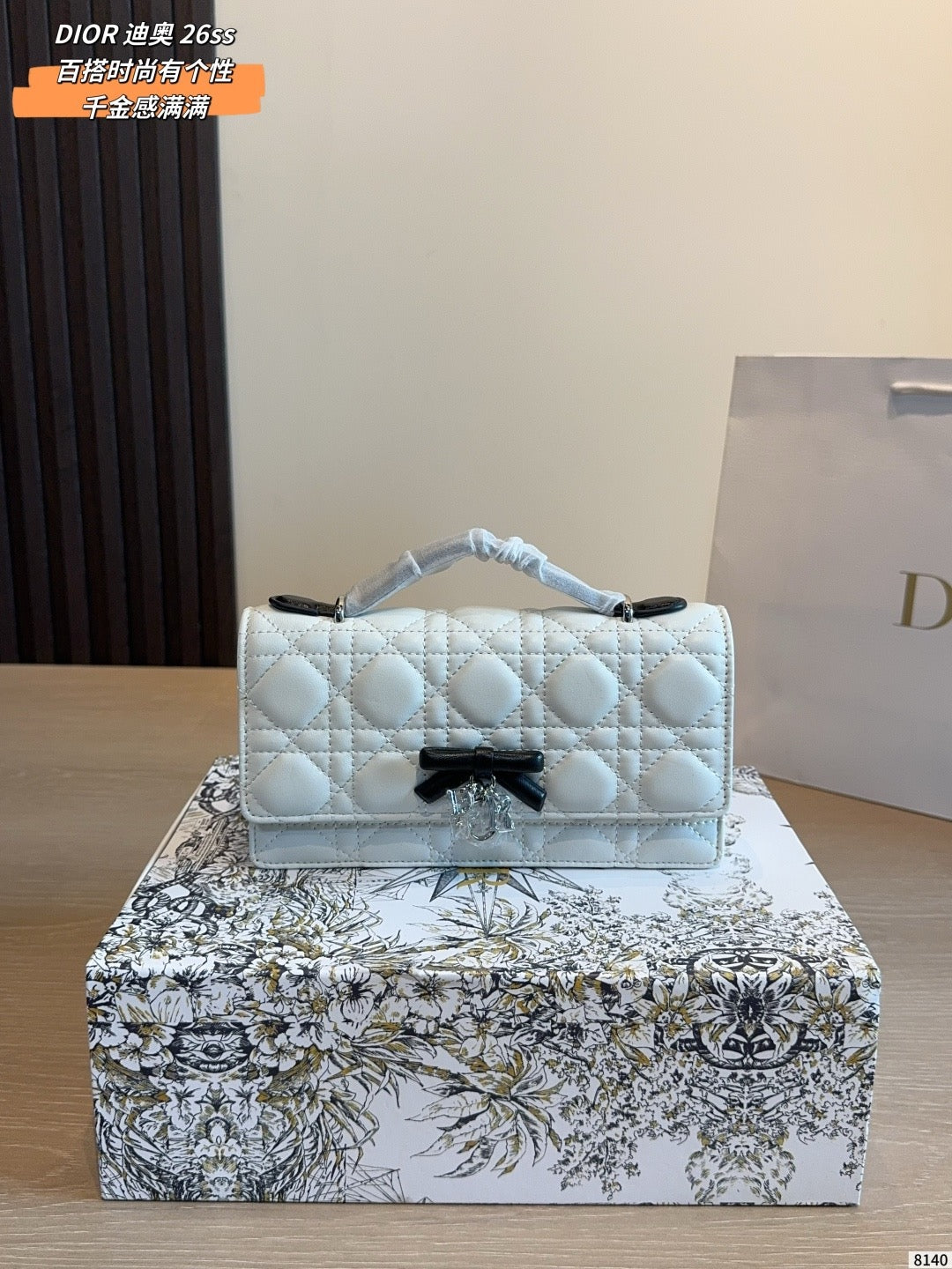 DIO BAG #1  Original Leather | 26SS MINI |Crossbody bag|Pink×Black×White×Blue |Pale Gold-Tone Hardware | 21×11×5cm