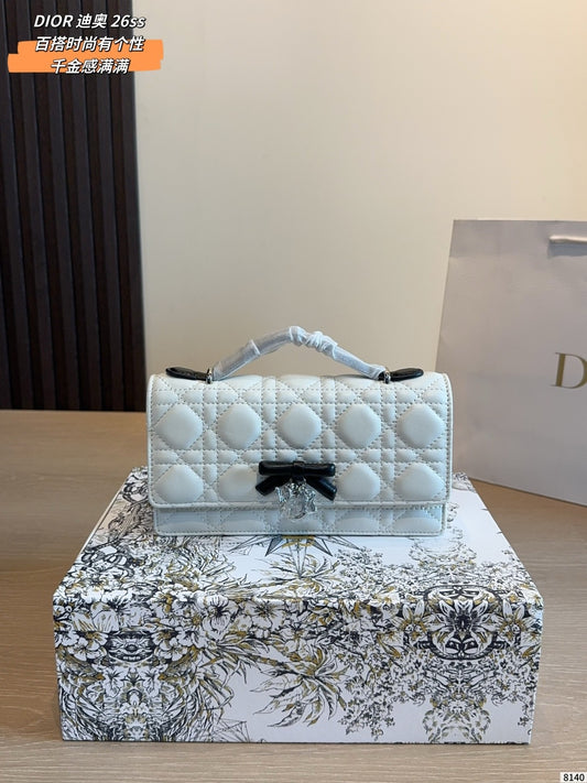 DIO BAG #1  Original Leather | 26SS MINI |Crossbody bag|Pink×Black×White×Blue |Pale Gold-Tone Hardware | 21×11×5cm