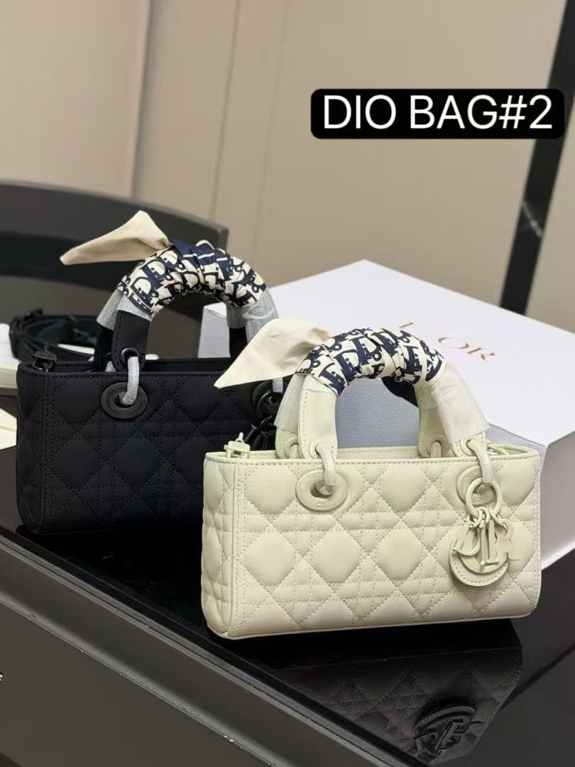 DIO BAG #2  Original Leather | Pale Gold-Tone Hardware | 22×11.5×6cm | Streamlined East-West Top Handle | Small Lady D-Joy