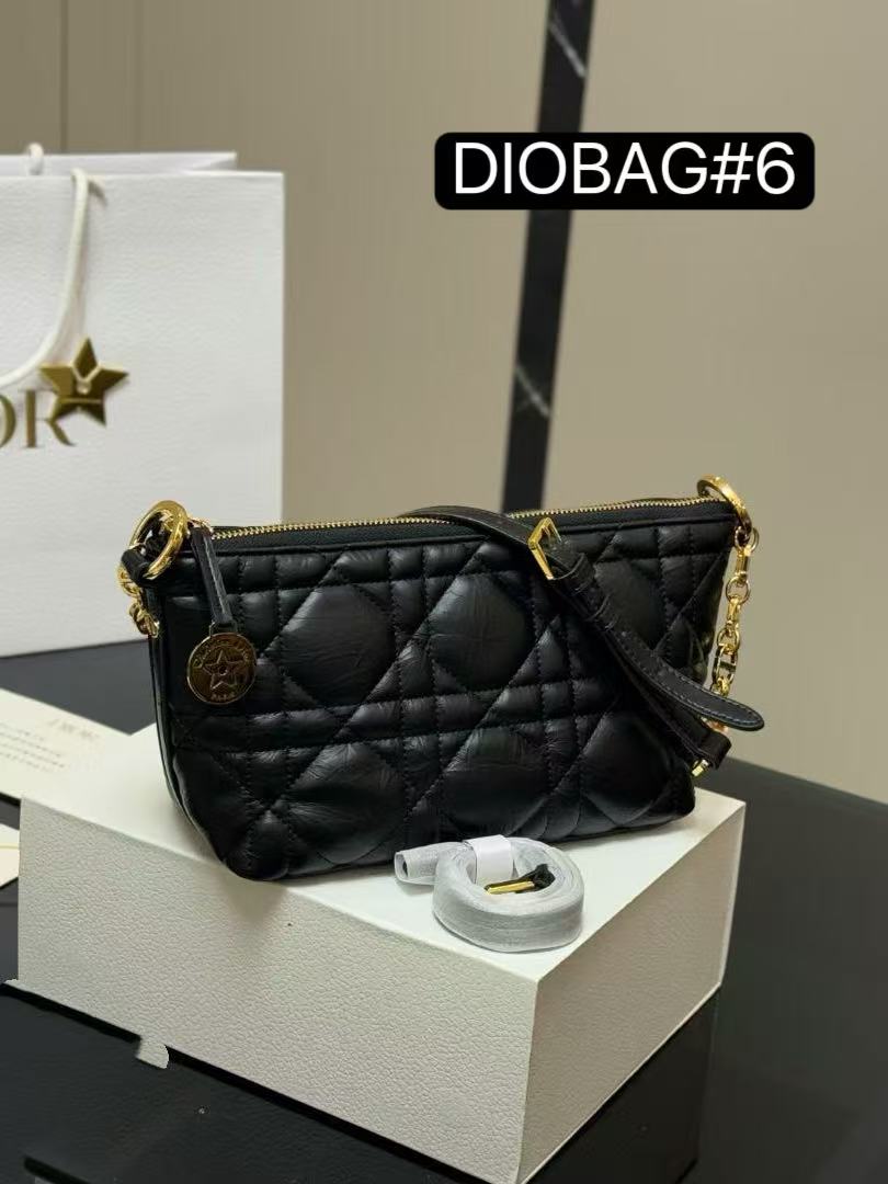 DIO BAG #6 Original Leather | Gold-Tone CD Buckle | 22×13×9.5cm | Soft Pouch Top Handle | Travel Nomad