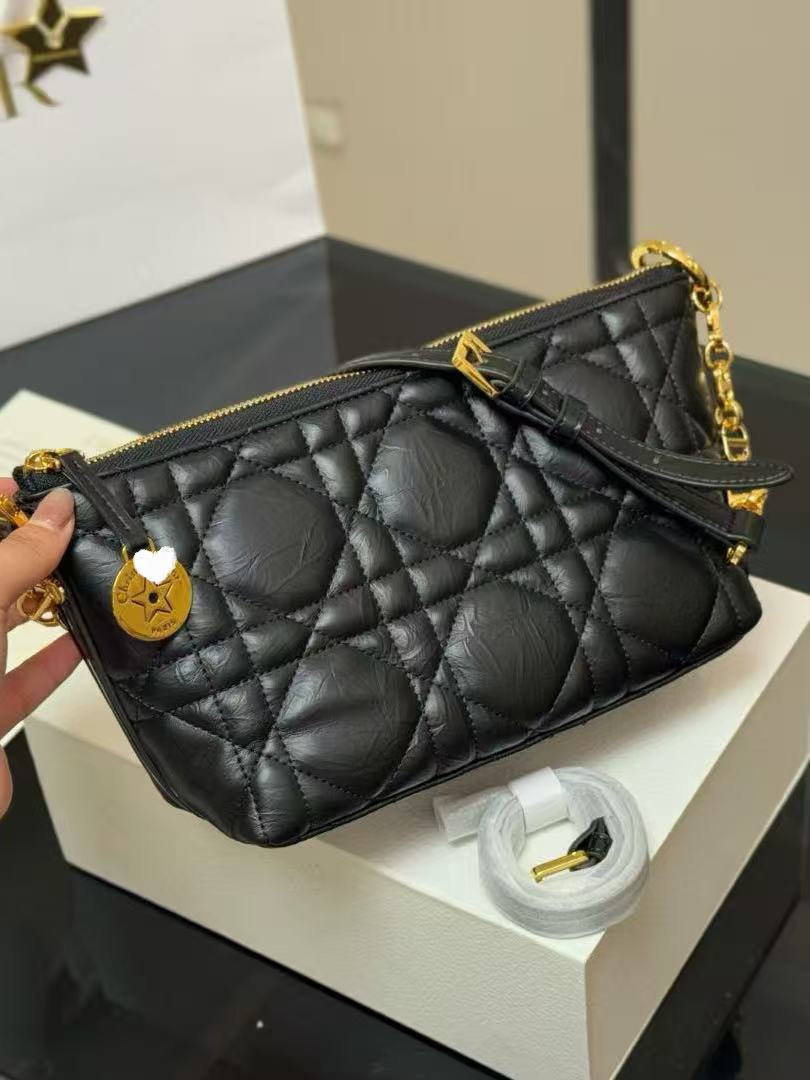 DIO BAG #6 Original Leather | Gold-Tone CD Buckle | 22×13×9.5cm | Soft Pouch Top Handle | Travel Nomad