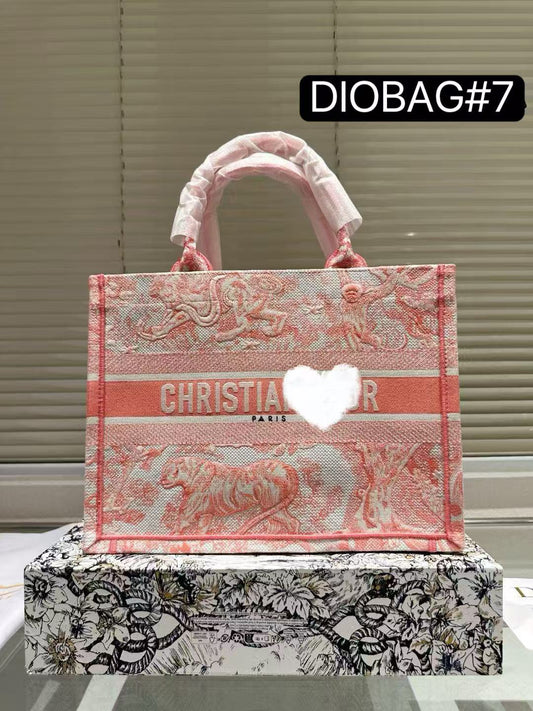 DIO BAG #7 Embroidered Cotton Tote | Medium Top Handle | Book Tote