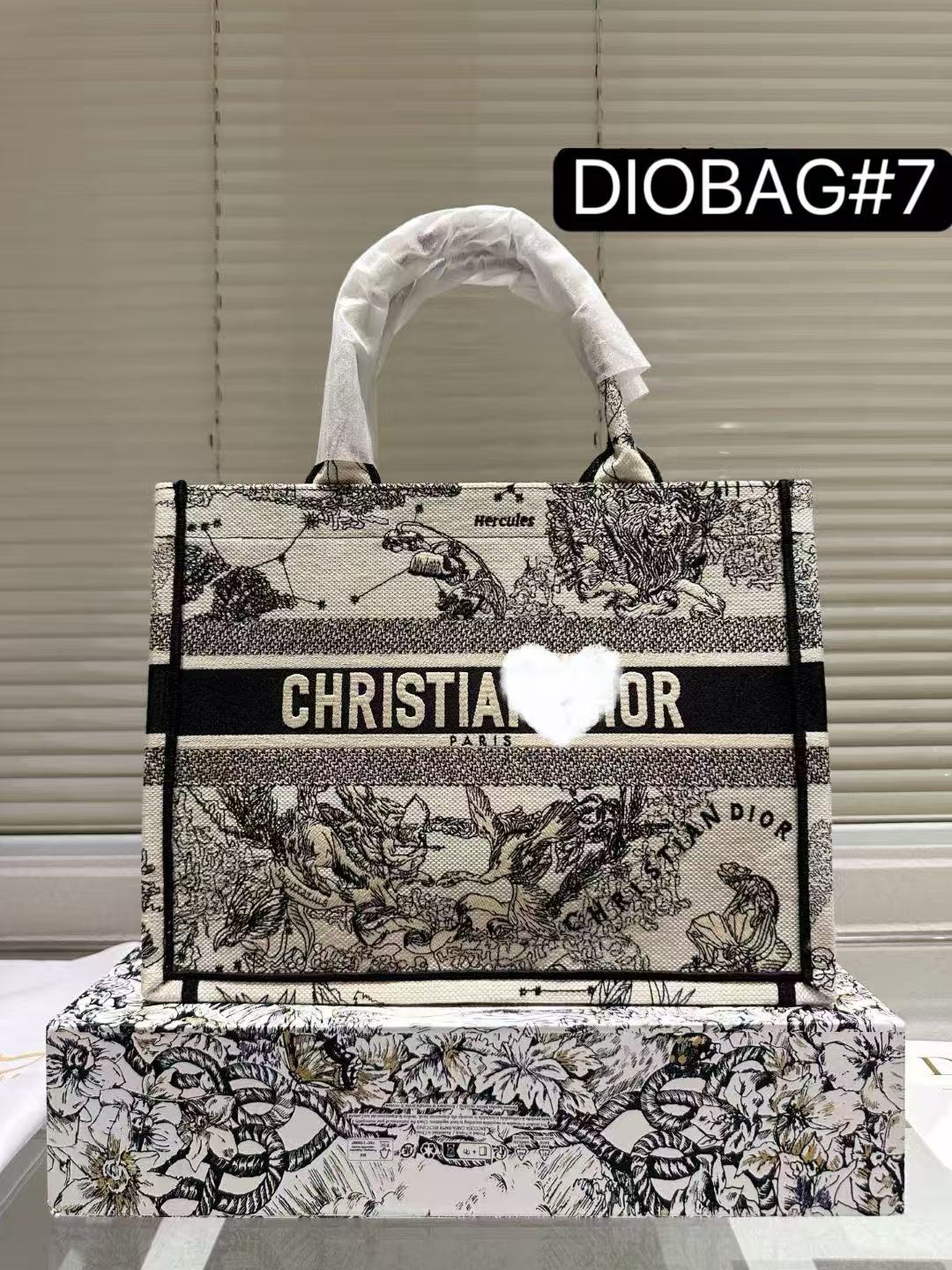DIO BAG #7 Embroidered Cotton Tote | Medium Top Handle | Book Tote
