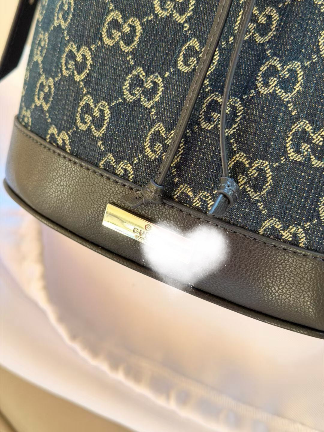 GUC BAG #2 Ophidia GG Denim Small Bucket Bag – Vintage Indigo Gold