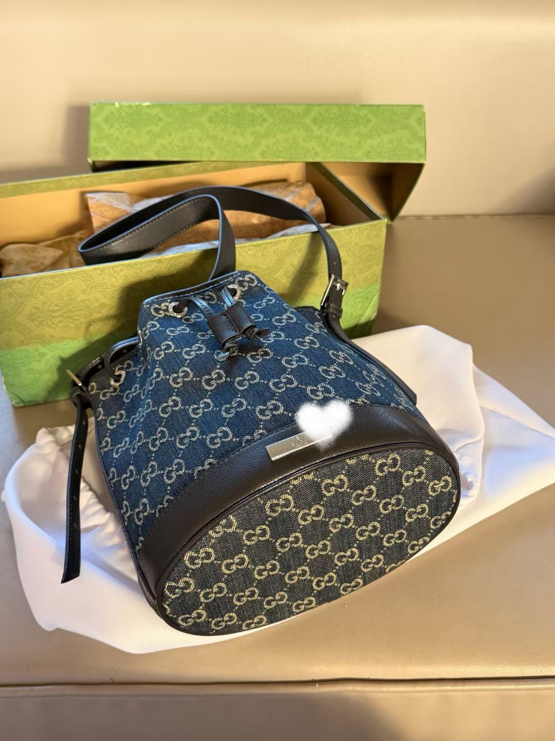 GUC BAG #2 Ophidia GG Denim Small Bucket Bag – Vintage Indigo Gold