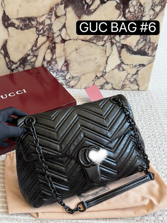 GUC BAG #6 NOIR MARMONT — Medium Matelassé Shoulder Bag