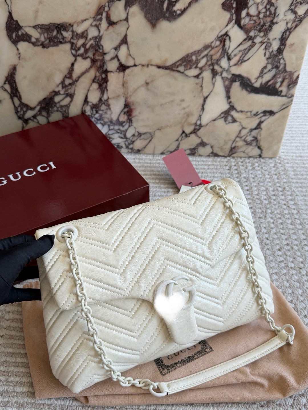 GUC BAG #6 NOIR MARMONT — Medium Matelassé Shoulder Bag