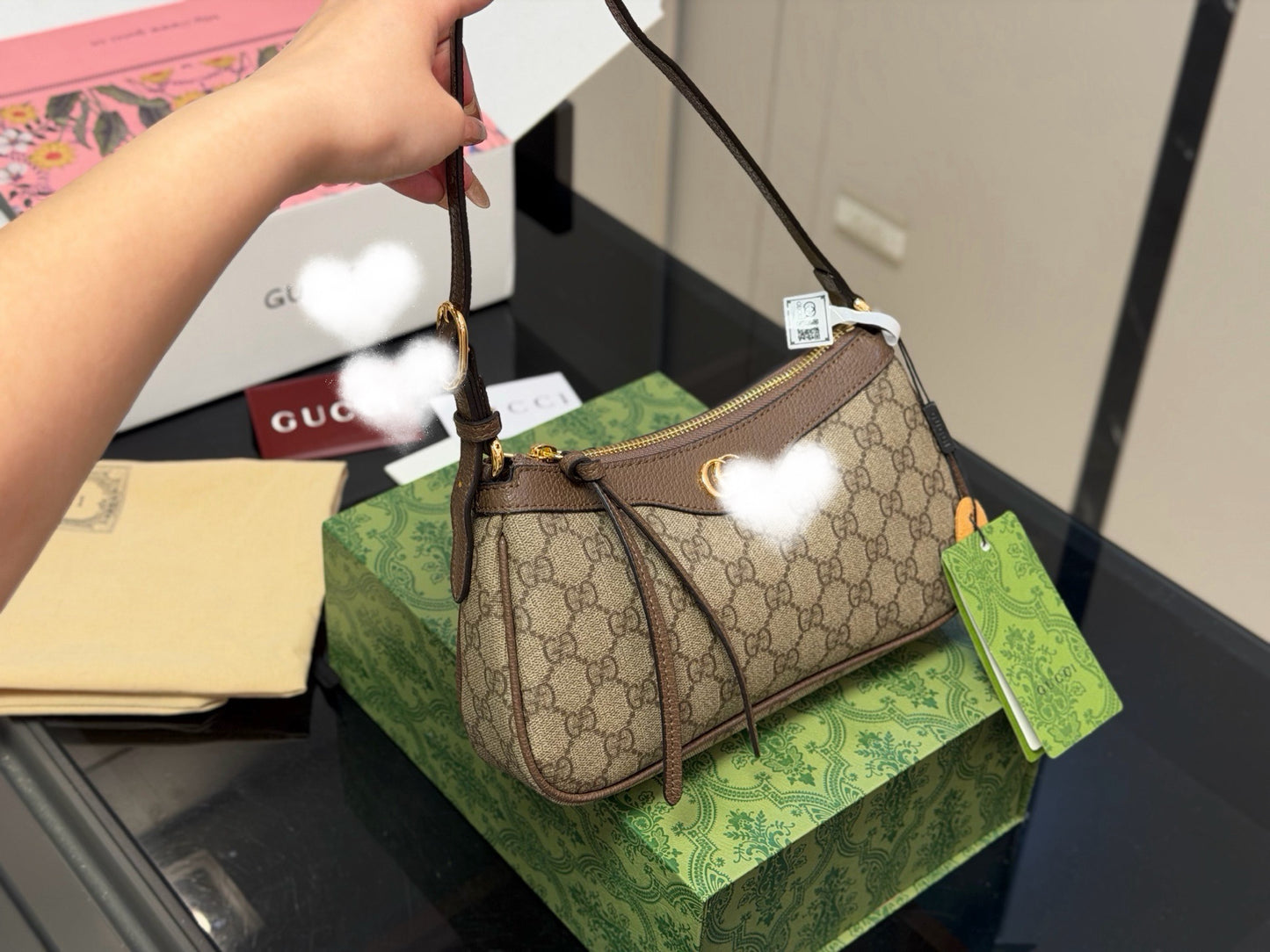 GUC BAG #8 HEART HOBO — Mini GG Canvas Shoulder Bag