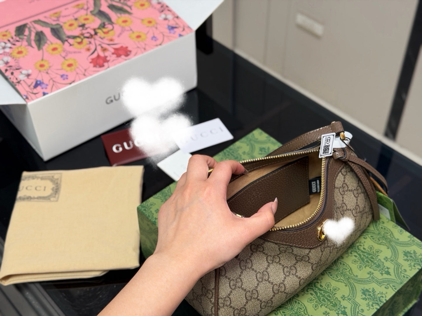 GUC BAG #8 HEART HOBO — Mini GG Canvas Shoulder Bag