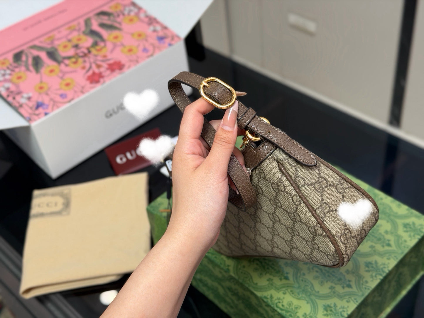 GUC BAG #8 HEART HOBO — Mini GG Canvas Shoulder Bag