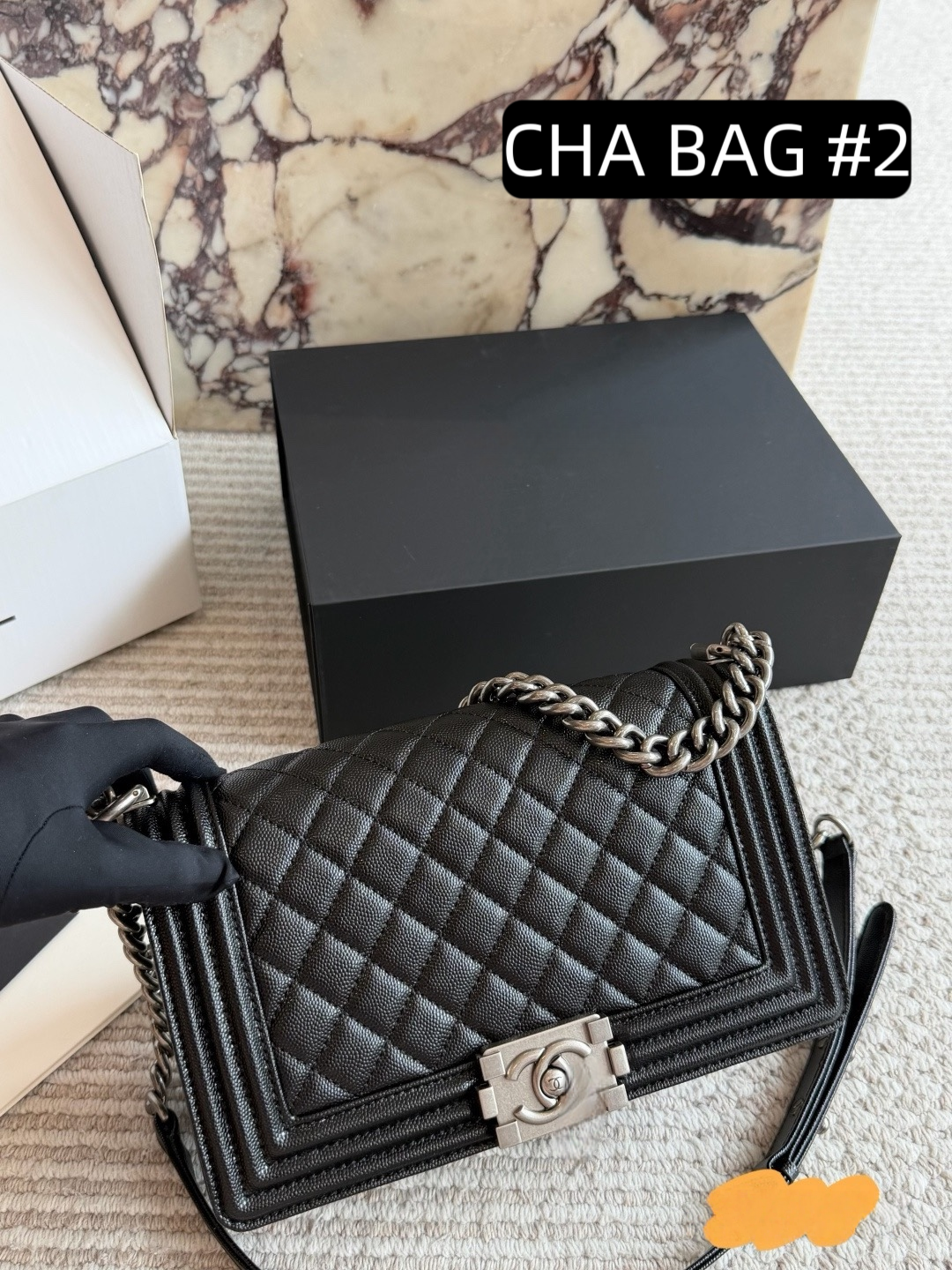 CHA BAG #2 CC Boy Bag | Black Caviar Leather | Silver Hardware | Medium