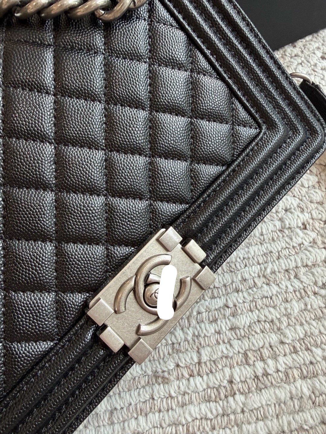 CHA BAG #2 CC Boy Bag | Black Caviar Leather | Silver Hardware | Medium