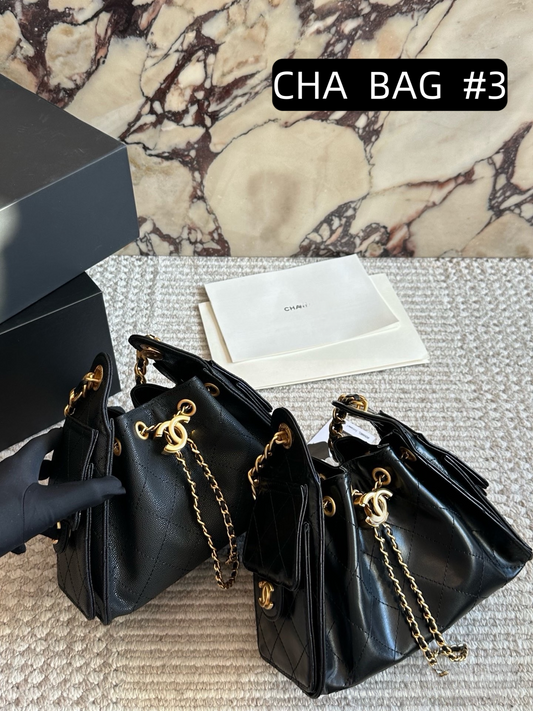 CHA BAG #3 CC 25S Hobo Bag | Black Caviar Leather | Gold Hardware | Mini 26×19cm