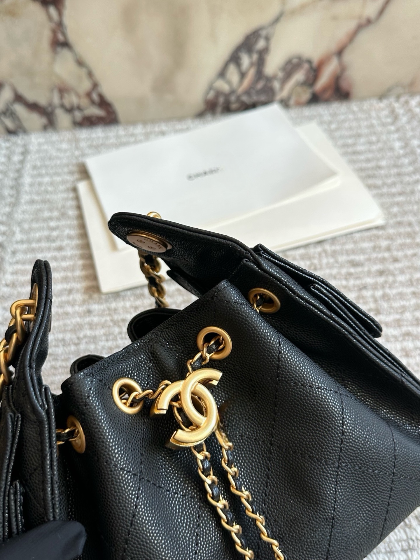 CHA BAG #3 CC 25S Hobo Bag | Black Caviar Leather | Gold Hardware | Mini 26×19cm