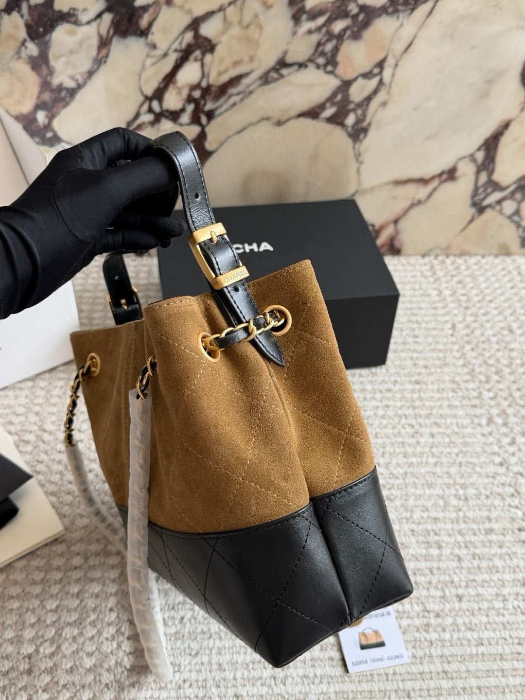CHA BAG #6 Small | Original Suede + Lambskin Two-Tone | Gold Hardware | 28×20cm
