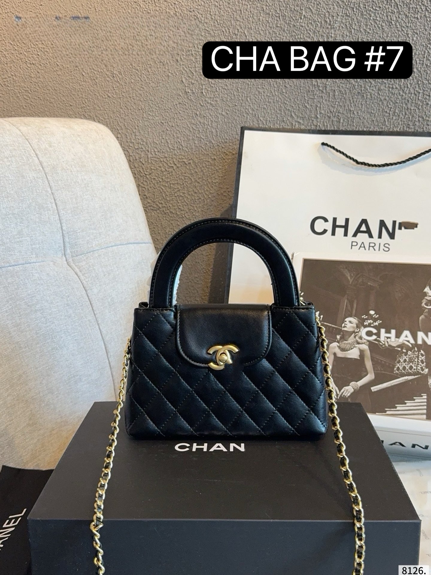 CHA BAG #7 Mini Kelly | Original Lambskin | Black | Aged Gold Hardware | 19×5×12cm