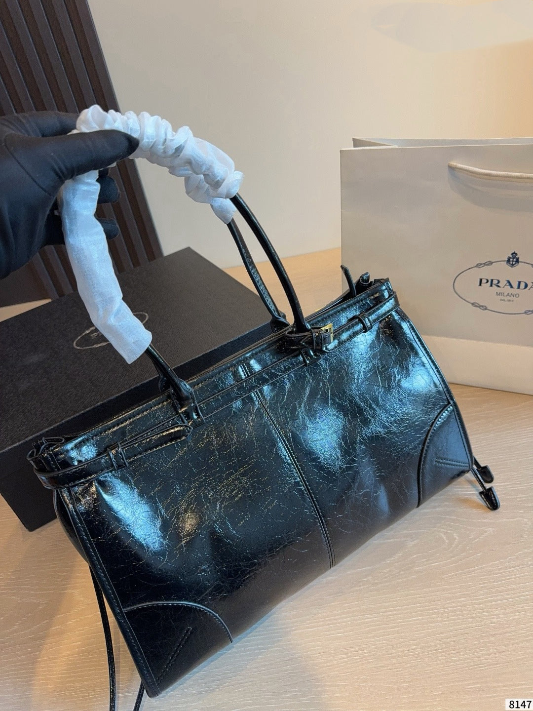 PRA BAG #3 Softlux Oil-Wax Leather | Black | Gold Hardware | 39×12×24cm | Top Handle & Crossbody Tote
