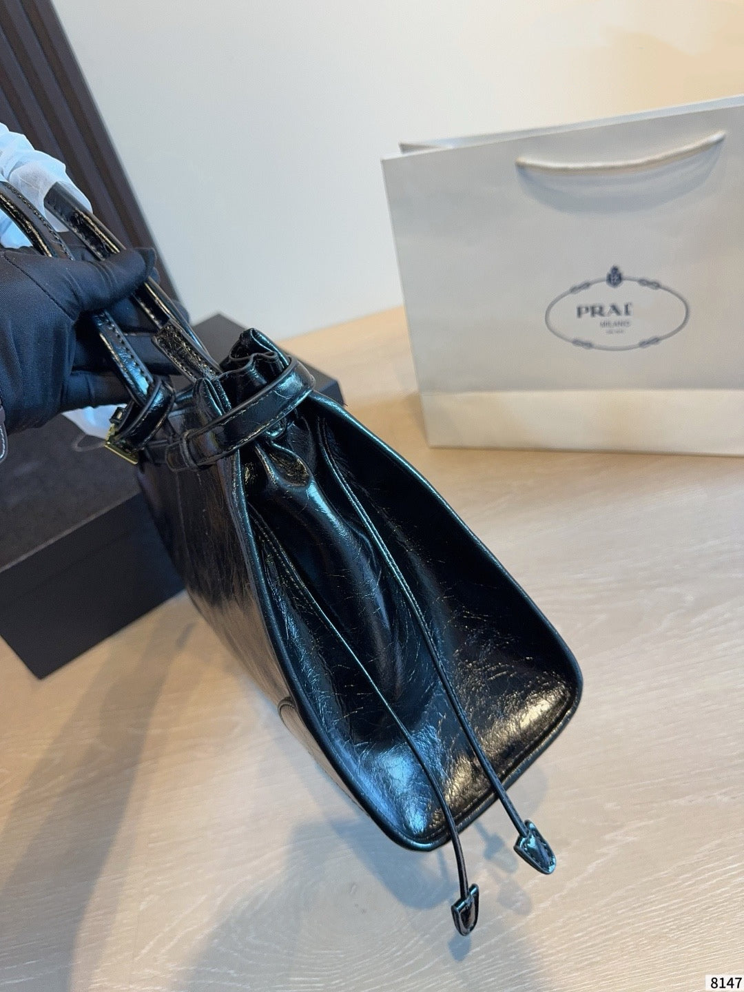 PRA BAG #3 Softlux Oil-Wax Leather | Black | Gold Hardware | 39×12×24cm | Top Handle & Crossbody Tote