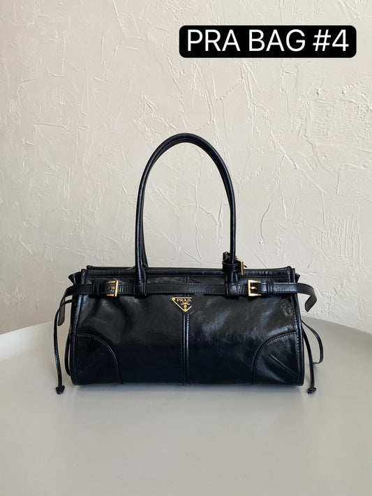 PRA BAG #4 Softlux Oil-Wax Leather | Black | Gold Hardware | 32×15×12cm | Boston Top Handle Bag